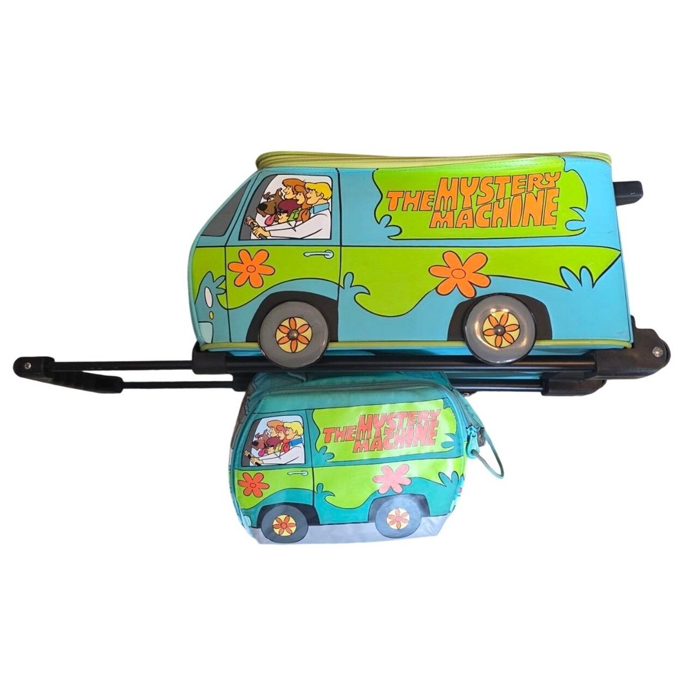 Vintage 1999 Scooby-Doo Mystery Machine Rolling Suitcase and Lunch Bag Set